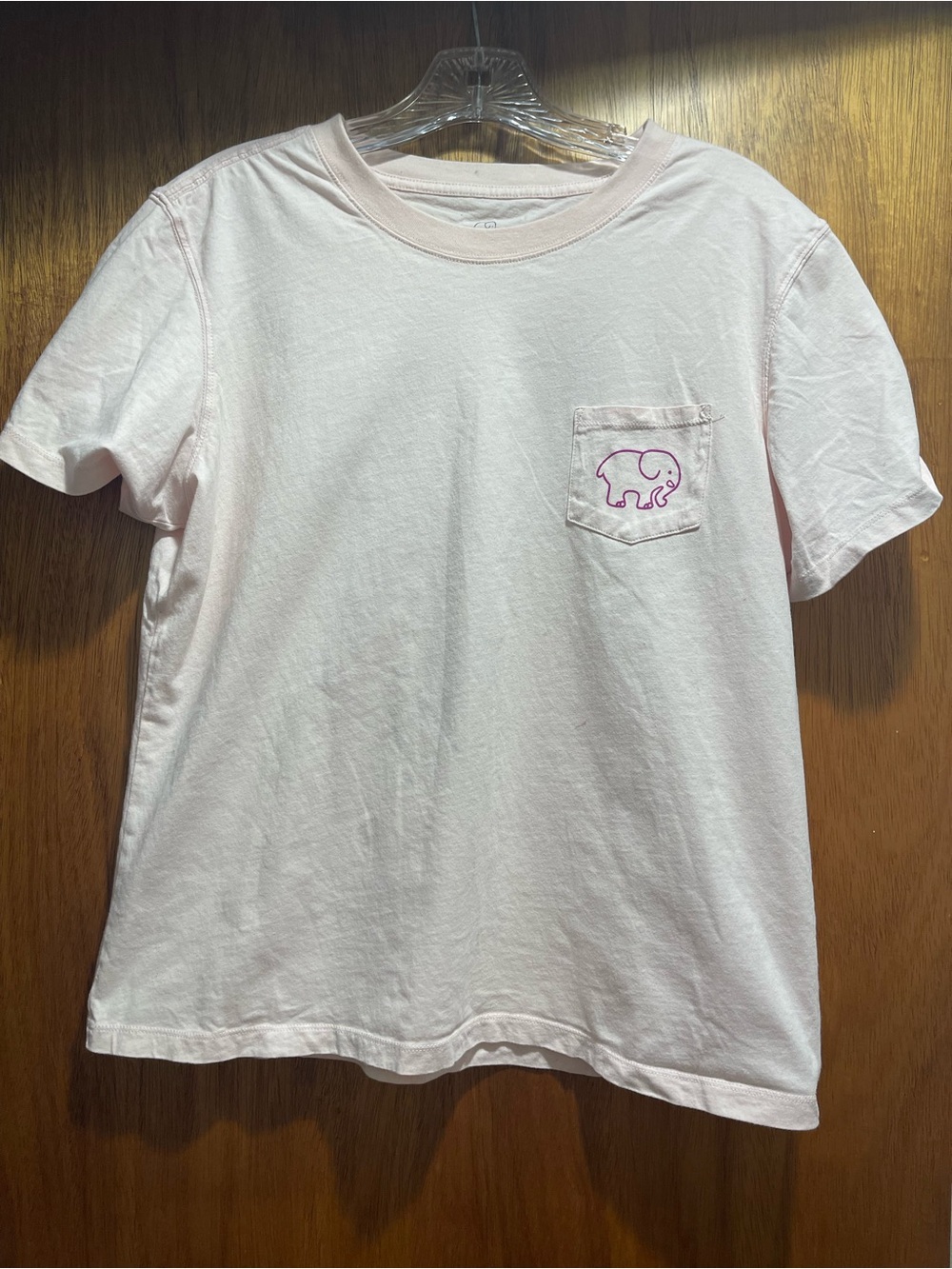 Light Pink womens Pocket Tee with Elephant Graphic